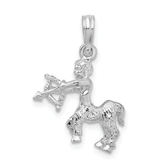 De-Ani Sterling Silver Rhodium-Plated Polished 3D Sagittarius Zodiac Pendant