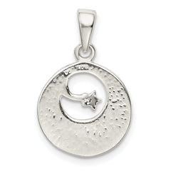 Sterling Silver Flash Gold Plated LOVE YOU TO THE MOON Pendant