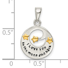 Sterling Silver Flash Gold Plated LOVE YOU TO THE MOON Pendant