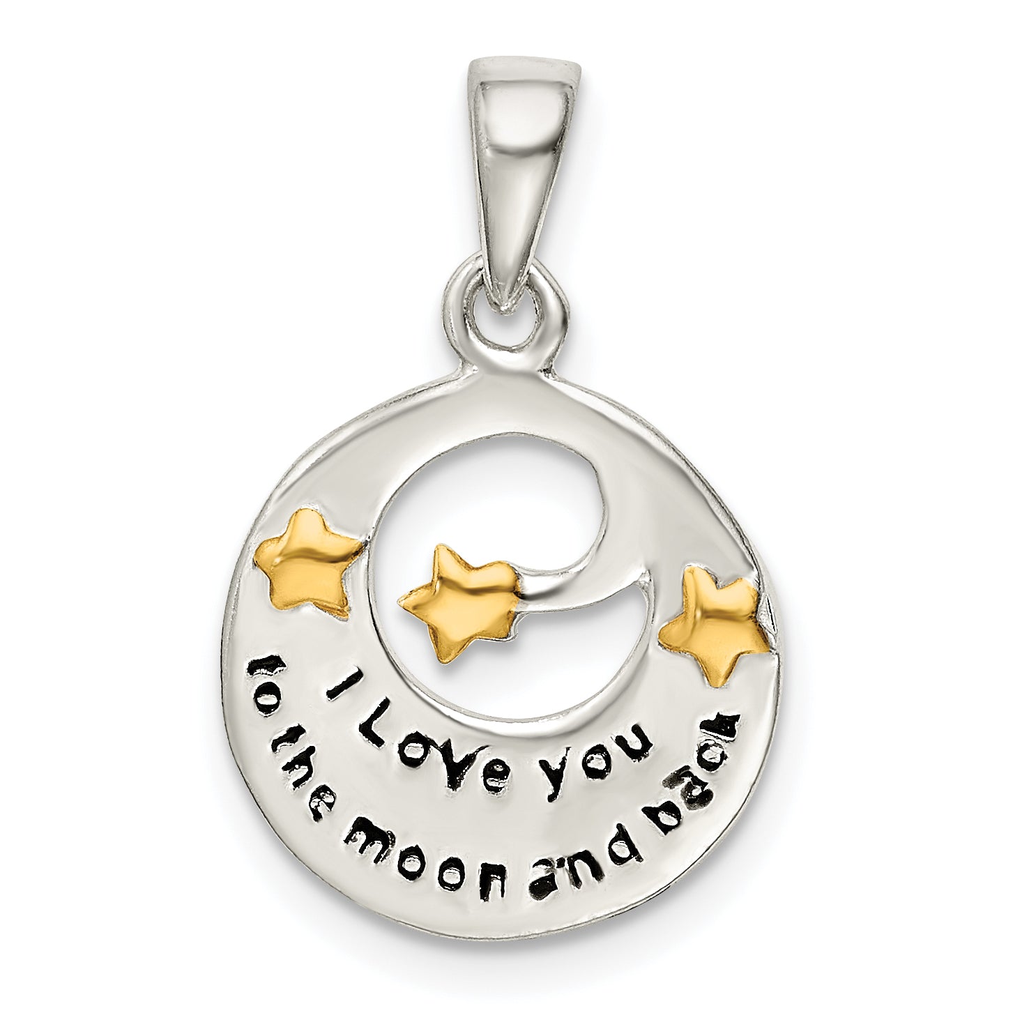 Sterling Silver Flash Gold Plated LOVE YOU TO THE MOON Pendant
