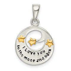 Sterling Silver Flash Gold Plated LOVE YOU TO THE MOON Pendant