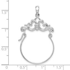 De-Ani Sterling Silver Rhodium-plated Polished Scroll Design Charm Holder