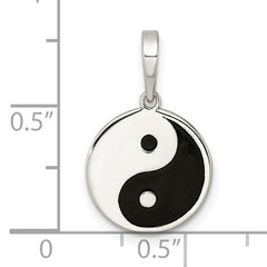 Sterling Silver Rhodium-plated Enameled Yin Yang Pendant