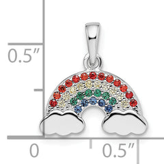 Sterling Silver Rh-plated Multi-color Nano Crystal Rainbow Pendant