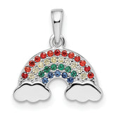 Sterling Silver Rh-plated Multi-color Nano Crystal Rainbow Pendant