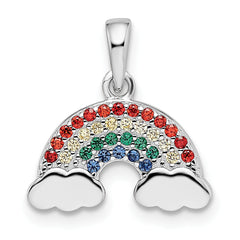 Sterling Silver Rh-plated Multi-color Nano Crystal Rainbow Pendant