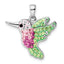 Hummingbird Crystal Pendant in Sterling Silver, 24mm - Sophia Jewelers