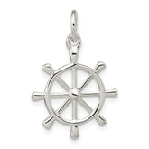 Sterling Silver Polished Ship's Wheel Pendant