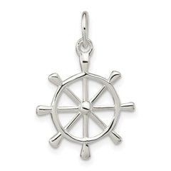 Sterling Silver Polished Ship's Wheel Pendant