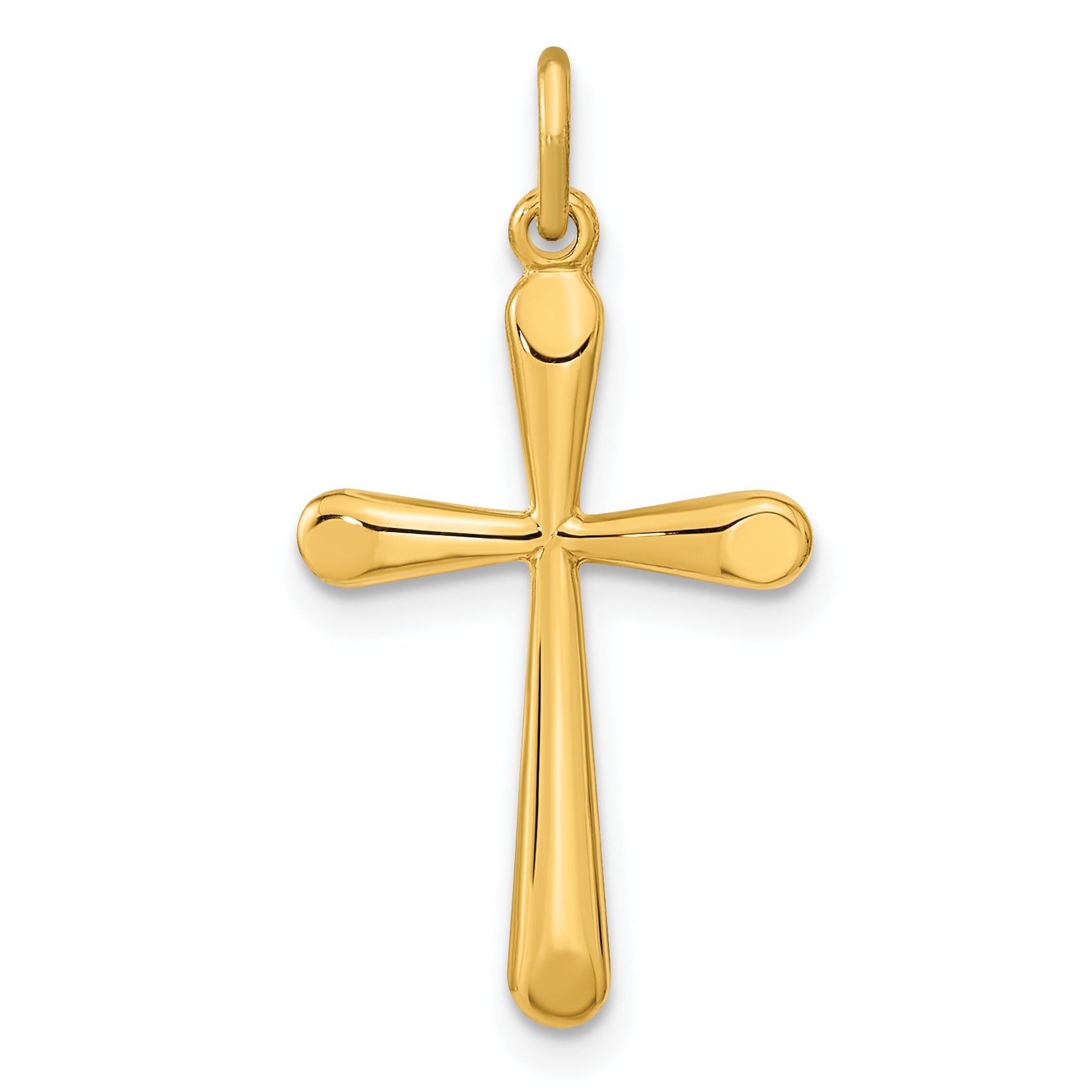 Sterling Silver Gold-plated Polished Round Tapered Ends Cross Pendant