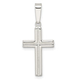Sterling Silver Polished and Satin Center Latin Cross Pendant