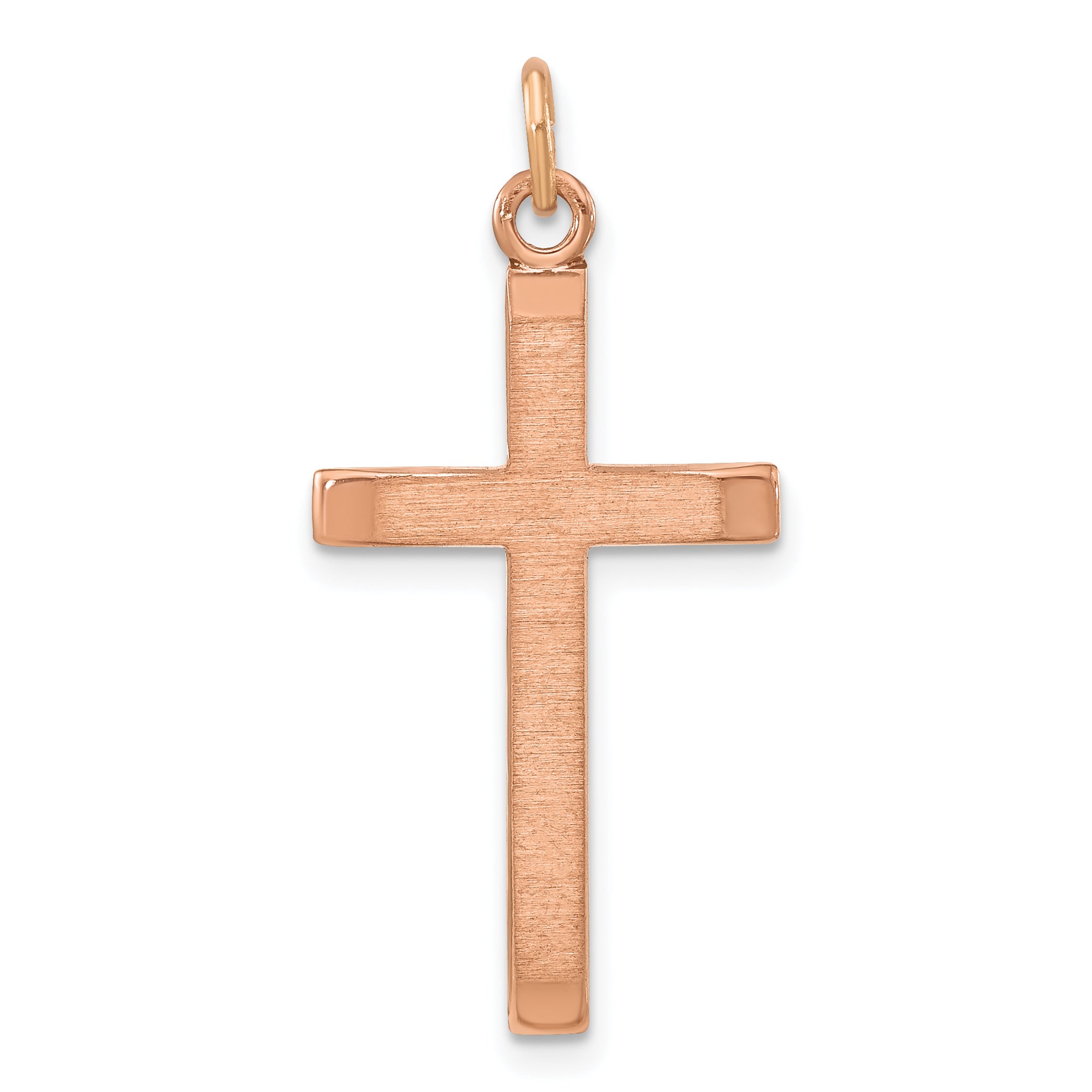 Sterling Silver Rose Gold-plated Polished and Brushed Tapered Cross Pendant