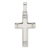 Sterling Silver Polished w/Rope Ends Latin Cross Pendant