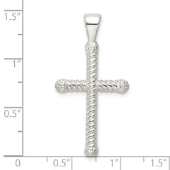 Sterling Silver Polished Twisted Hollow Latin Cross Pendant