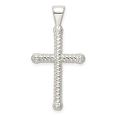 Sterling Silver Polished Twisted Hollow Latin Cross Pendant