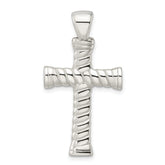 Sterling Silver Polished Twisted Hollow Large Latin Cross Pendant