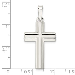 Sterling Silver Polished w/Lines Latin Cross Pendant