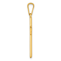 Sterling Silver Gold-tone Polished and Grooved Cross Pendant