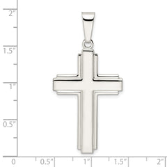 Sterling Silver Polished w/Edge Lines Latin Cross Pendant