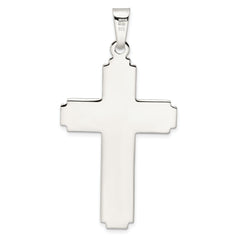 Sterling Silver Polished w/Edge Lines Large Latin Cross Pendant