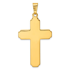 Sterling Silver Gold-tone Polished and Grooved Cross Pendant