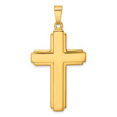Sterling Silver Gold-tone Polished and Grooved Cross Pendant
