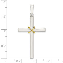 Sterling Silver w/Gold-tone X Center Hollow Cross Pendant