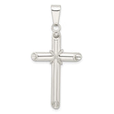 Sterling Silver Polished X Center Hollow Tube Cross Pendant