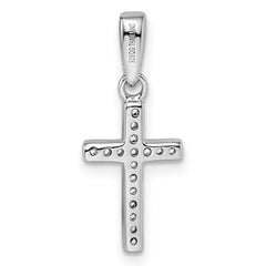Sterling Silver Rhodium-plated CZ Cross Pendant