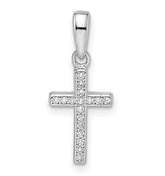 Sterling Silver Rhodium-plated CZ Cross Pendant
