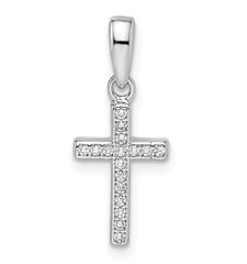 Sterling Silver Rhodium-plated CZ Cross Pendant