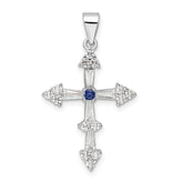Sterling Silver Rhodium-plated CZ Cross Pendant