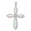 White Cross Pendant in Sterling Silver with Lab-Created Opal & Cubic Zirconia - Sophia Jewelers
