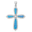 Blue Cross Pendant in Sterling Silver with Lab-Created Opal & Cubic Zirconia, 49mm - Sophia Jewelers
