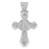 Sterling Silver Rhodium-plated Polished CZ Cross Pendant