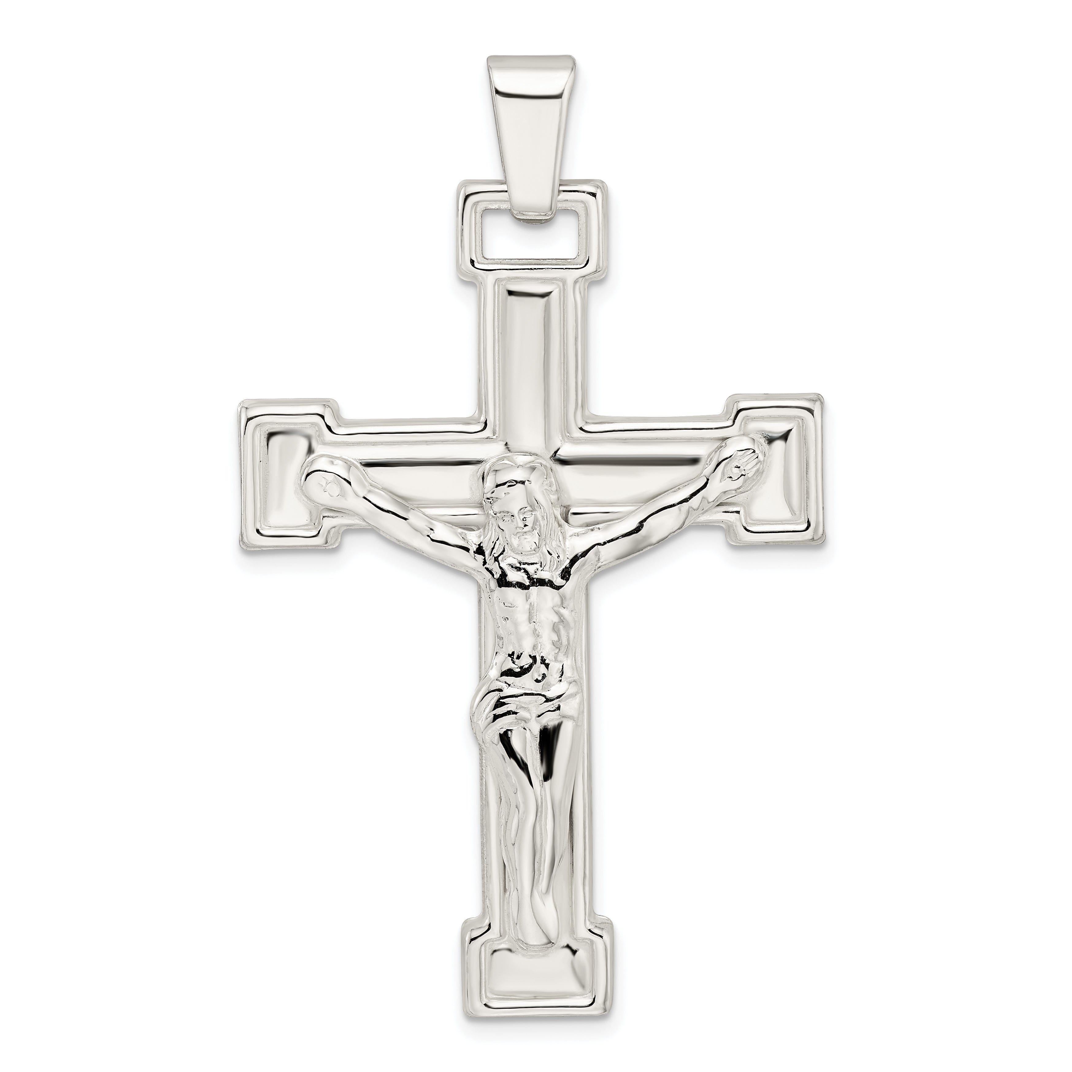 Sterling Silver Polished Crucifix Pendant