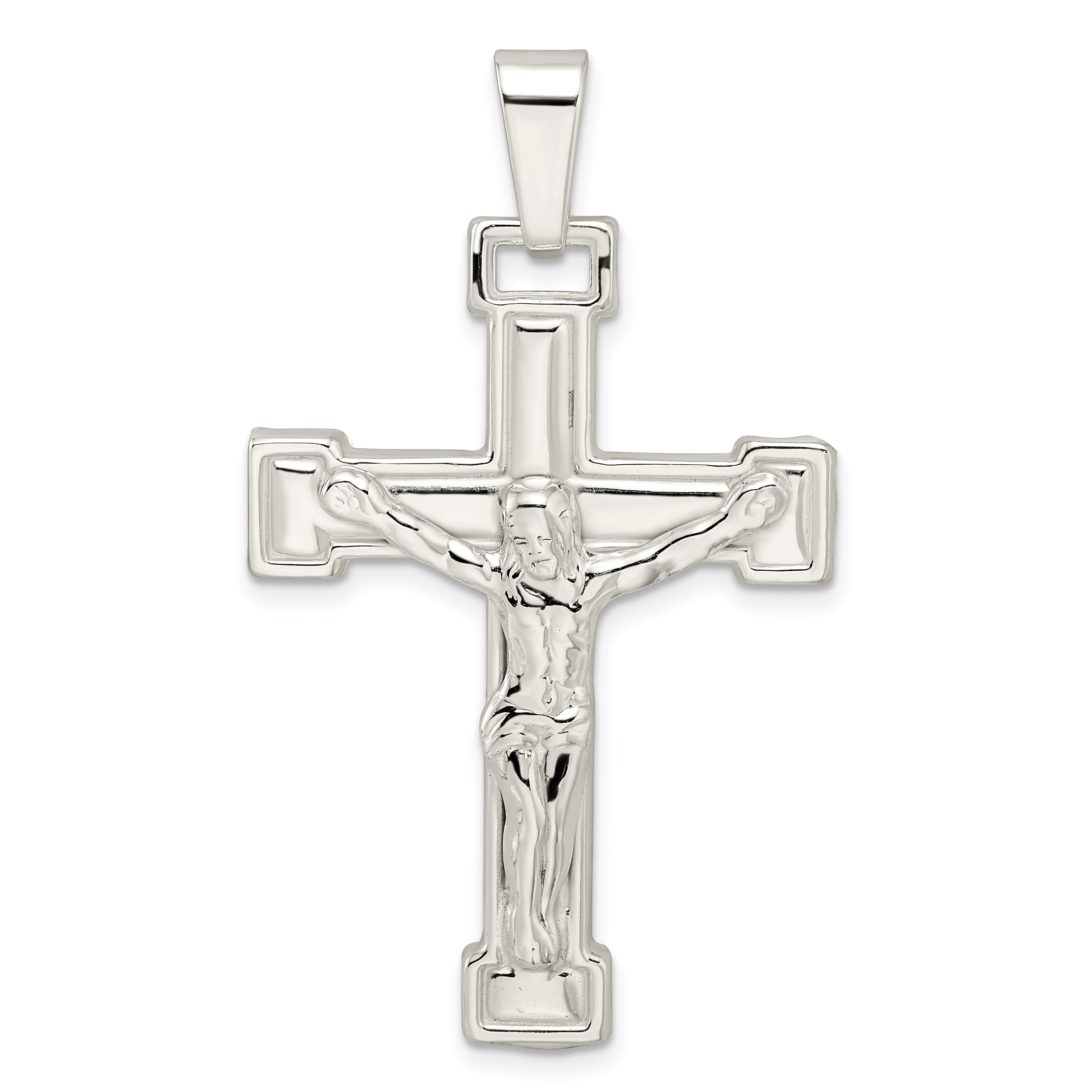 Sterling Silver Polished Crucifix Pendant