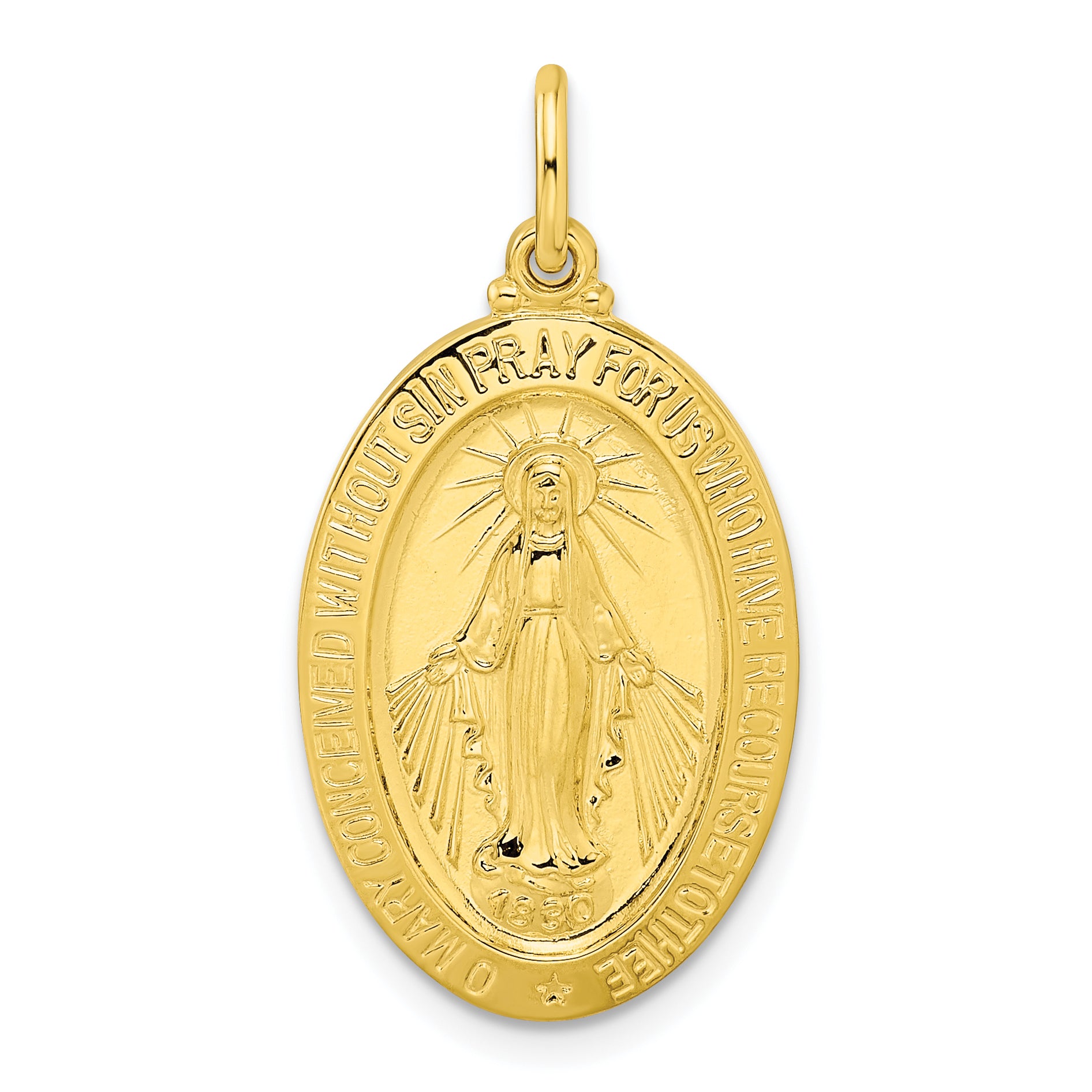 Sterling Silver Gold-tone Polished Solid Miraculous Medal Pendant