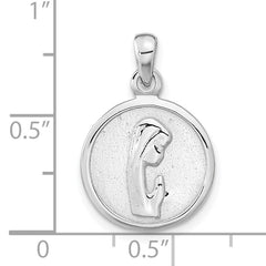 Sterling Silver Rhodium-plated Polished Mary Praying Pendant