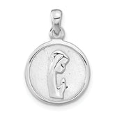 Sterling Silver Rhodium-plated Polished Mary Praying Pendant