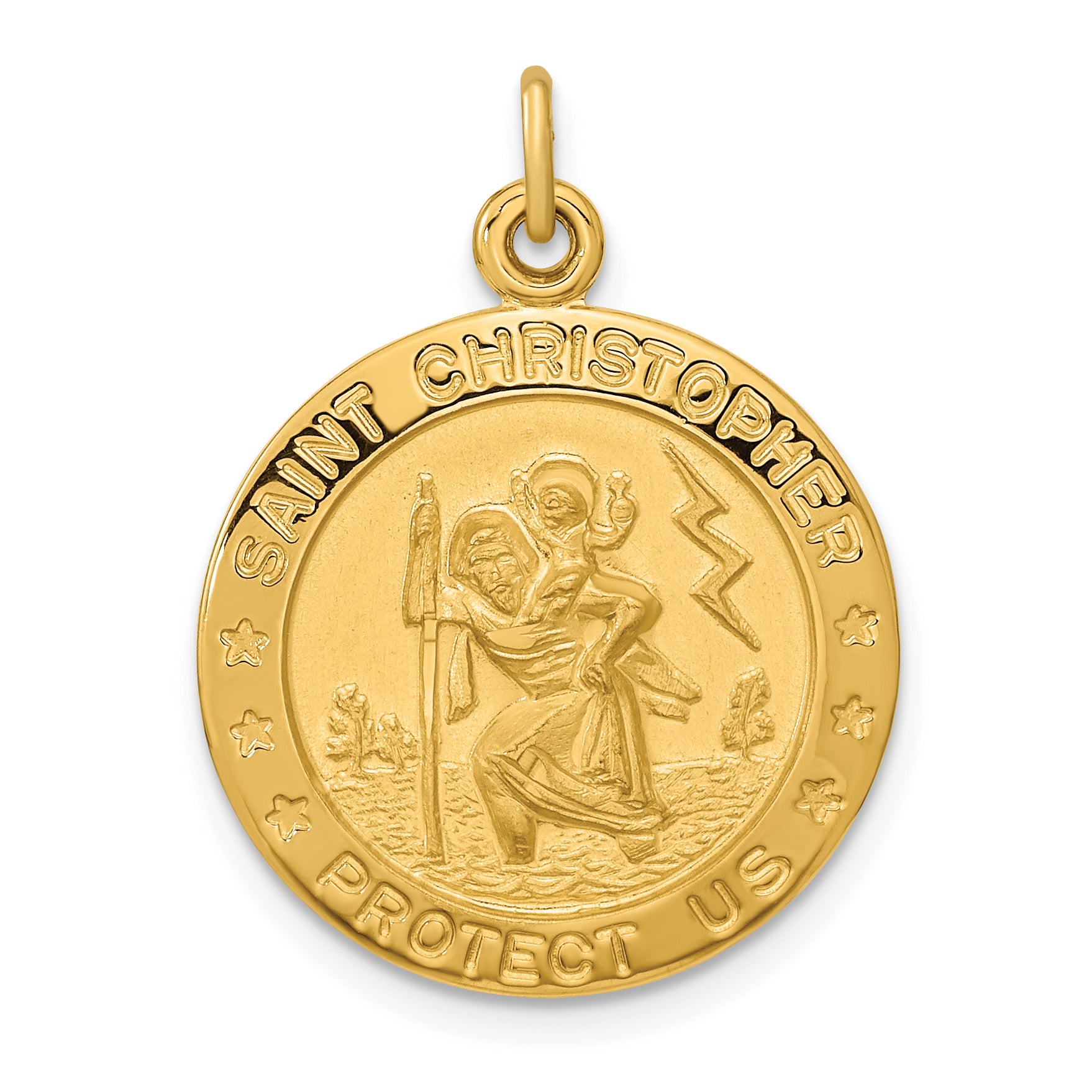 Sterling Silver Gold-plated Polished and Satin Saint Christopher Pendant