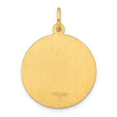 Sterling Silver Gold-tone Polished Solid Saint Christopher Medal Pendant