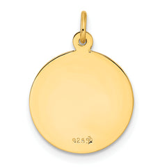 Sterling Silver Gold-tone Polished Solid Saint Christopher Medal Pendant