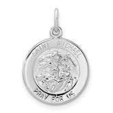Sterling Silver Rhodium-plated Polished Solid Saint Michael Pendant