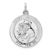 Sterling Silver Rhodium-plated Polished Solid Saint Anthony Pendant