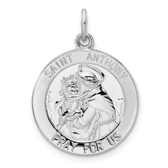 Sterling Silver Rhodium-plated Polished Solid Saint Anthony Pendant