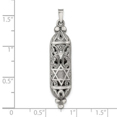 Sterling Silver Solid Antiqued Mezuzah Pendant