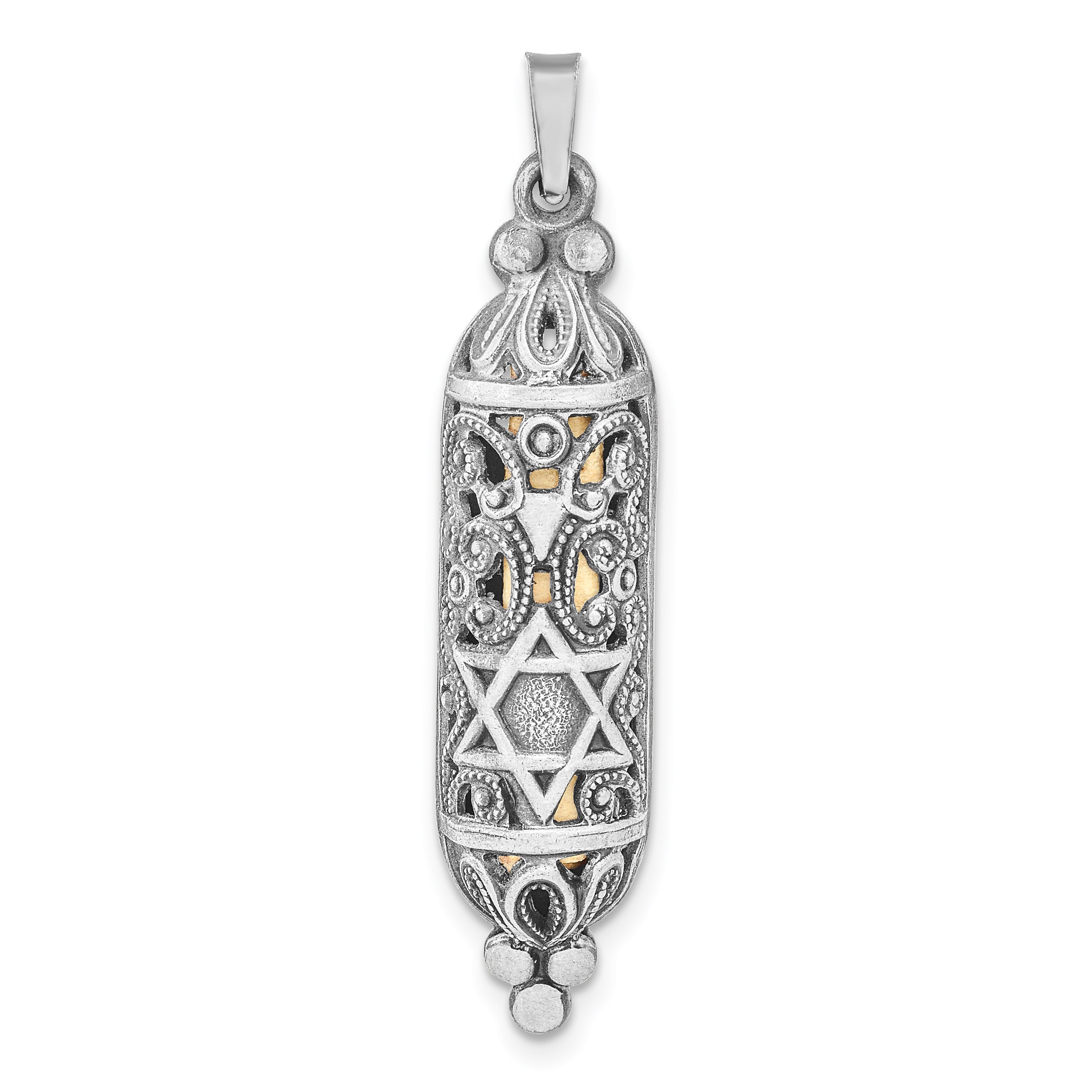 Sterling Silver Solid Antiqued Mezuzah Pendant