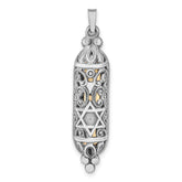 Sterling Silver Solid Antiqued Mezuzah Pendant