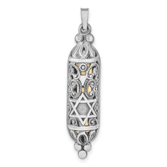 Sterling Silver Solid Antiqued Mezuzah Pendant
